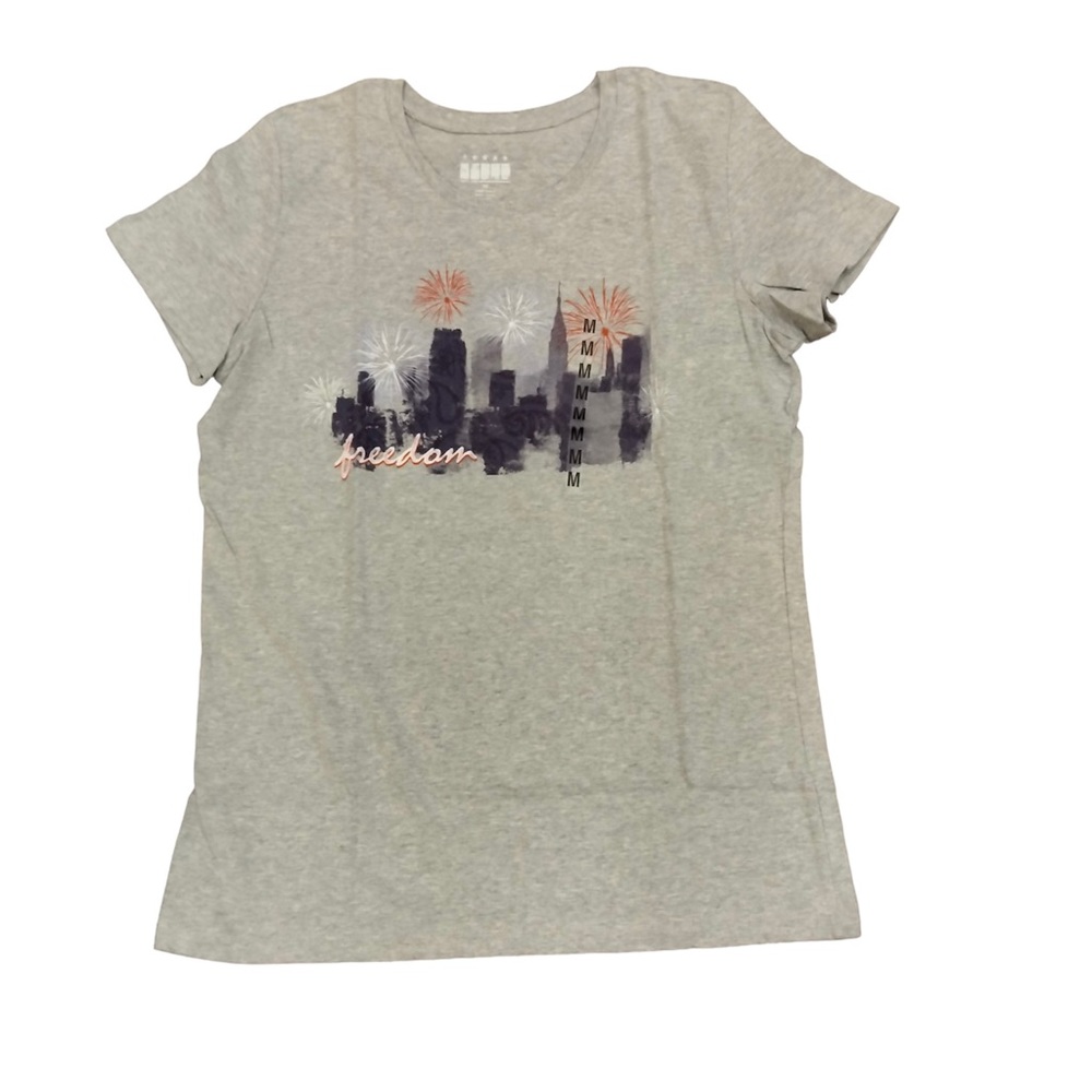 FREEDOM Patriotic Heather Gray NEW Ladies Med Lg XXL Short Sleeve T-shirt